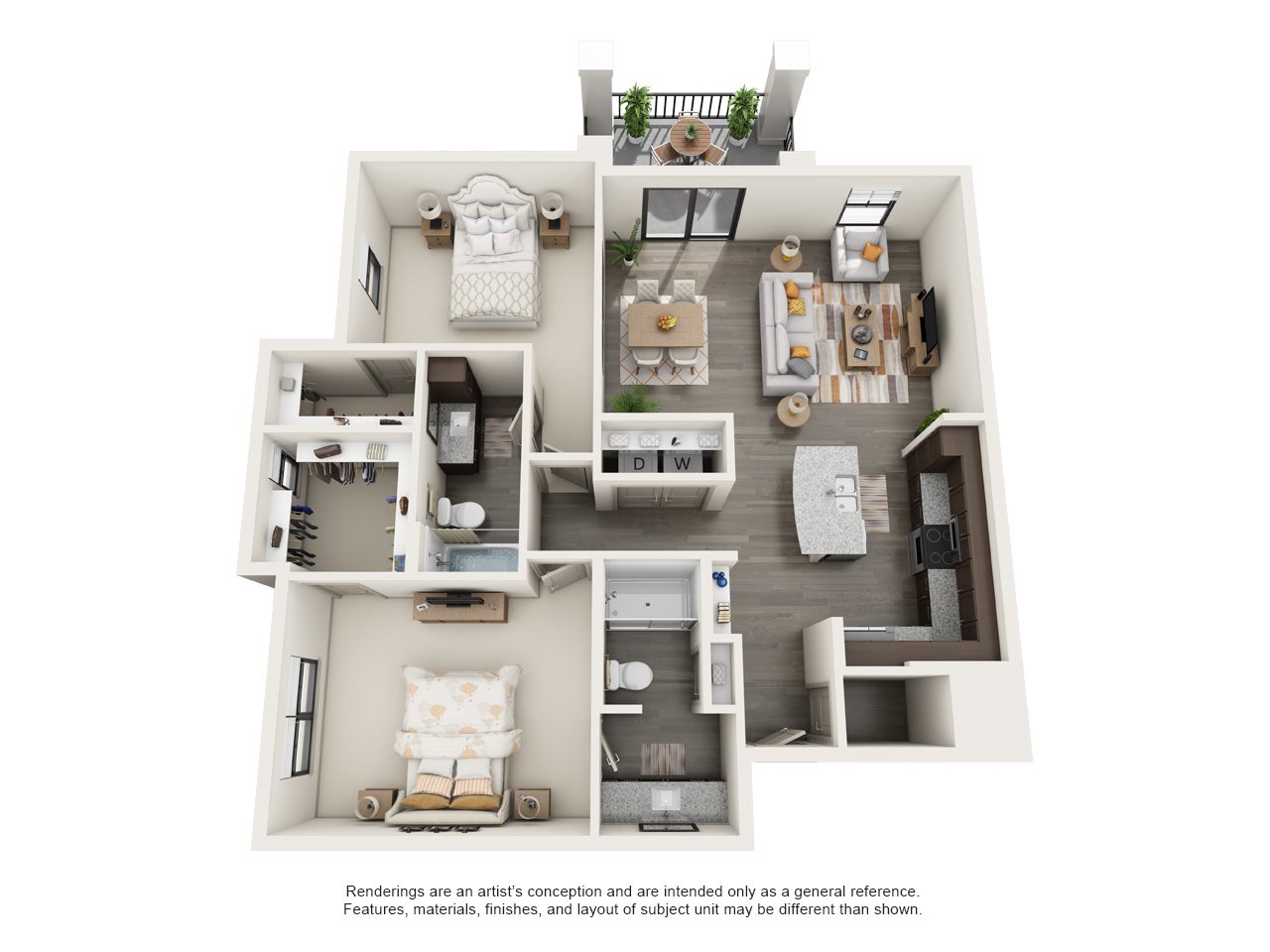 2 Bed 2 Bath (B2 Vestavia) Floor Plan 4